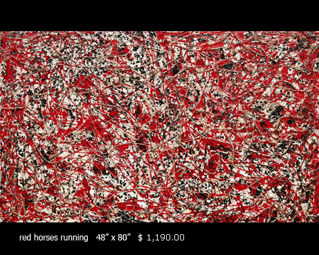 Mixed Media Painting titled red horses running